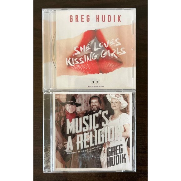 Bundle Of Two Greg Hudik CDs Music's A Religion She Loves Kissing Girls - Picture 1 of 2